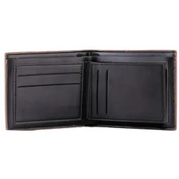Urban Man Quinn Double Layer PU Wallet Black-Tan Open